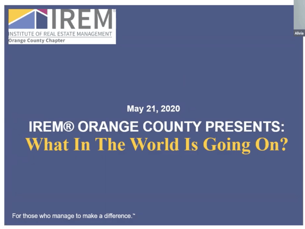IREM OC’s meeting spotlights the importance of visible janitorial services and how facilities can reopen safely IREM OC’s meeting spotlights the importance of visible janitorial services and how facilities can reopen safely